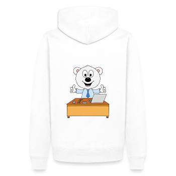 EISBÄR - BERUF - JOB - CHEF - MITARBEITER - TIER - Männer Premium Bio Hoodie - Weiß - Hinten - Nico (187cm)