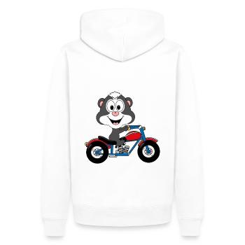 STINKTIER - MOTORRAD - BIKER - TIER - TIERISCH - Männer Premium Bio Hoodie - Weiß - Hinten - Nico (187cm)