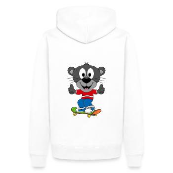 PANTHER - SKATEBOARD - TIER - KIND - BABY - SPORT - Männer Premium Bio Hoodie - Weiß - Hinten - Nico (187cm)