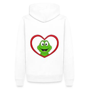 LIEBE - LOVE - FROSCH - TIER - KIND - BABY - FUN - Männer Premium Bio Hoodie - Weiß - Hinten - Nico (187cm)