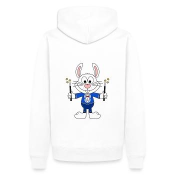 HASE - MAGIER - ZAUBERER - TIER - KIND - BABY - Männer Premium Bio Hoodie - Weiß - Hinten - Nico (187cm)