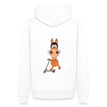PFERD - PONY - ROLLER - TIER - KIND - BABY - Männer Premium Bio Hoodie - Weiß - Hinten - Nico (187cm)