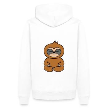 FAULTIER - TIER - KIND - BABY - TIERISCH - FUN - Männer Premium Bio Hoodie - Weiß - Hinten - Nico (187cm)