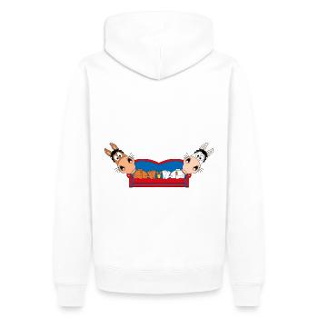 PFERD - PONYS - SOFA - PAUSE - RELAXEN - CHILLEN - Männer Premium Bio Hoodie - Weiß - Hinten - Nico (187cm)