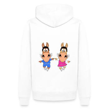PFERD - PONYS - TANZEN - LIEBE - TANZPAAR - LOVE - Männer Premium Bio Hoodie - Weiß - Hinten - Nico (187cm)