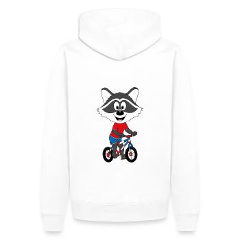FAHRRADFAHRER - WASCHBÄR - TIERISCH - FAHRRAD - Männer Premium Bio Hoodie - Weiß - Hinten - Nico (187cm)