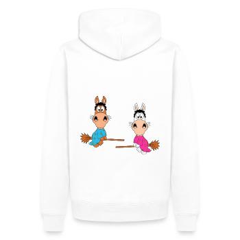 PFERDE - PONYS - HEXEN - HALLOWEEN - LIEBE - LOVE - Männer Premium Bio Hoodie - Weiß - Hinten - Nico (187cm)