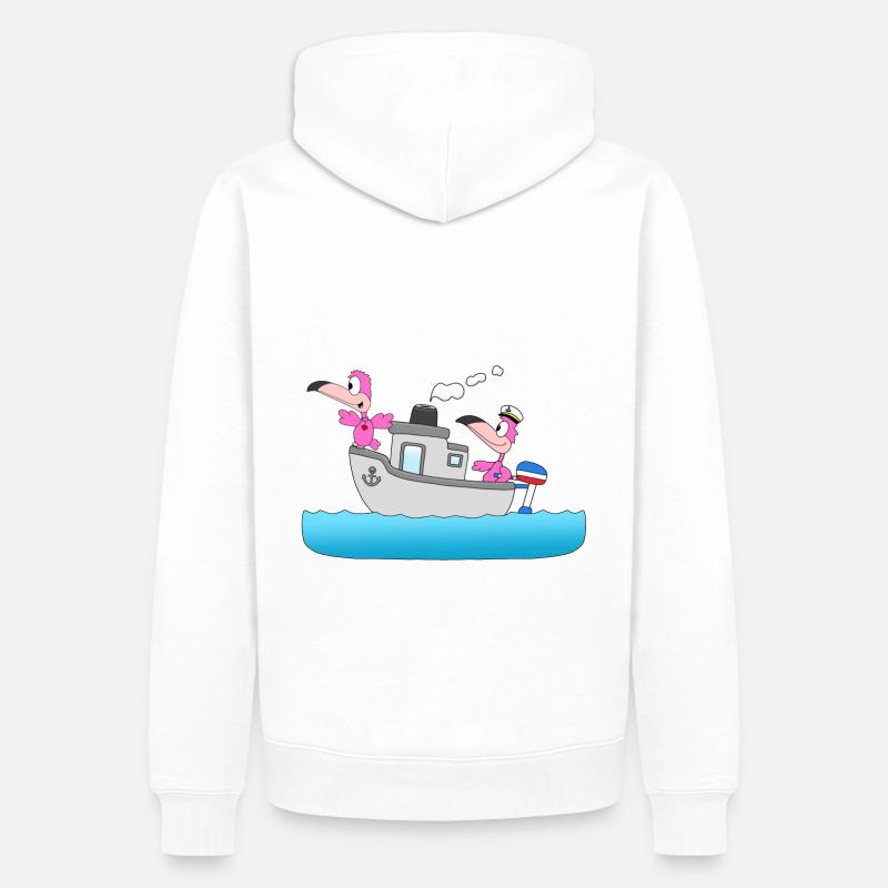 FLAMINGOS - BOOT - SCHIFF - LIEBE - SEEFAHRER - Männer Premium Bio Hoodie - Weiß