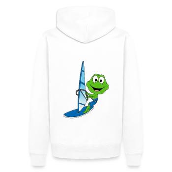 FROSCH - WINDSURFER - WINDSURFEN - SURFEN - SPORT - Männer Premium Bio Hoodie - Weiß - Hinten - Nico (187cm)