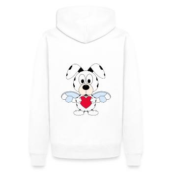 HUND - ENGEL - LIEBE - HIMMEL - TIERISCH - LOVE - Männer Premium Bio Hoodie - Weiß - Hinten - Nico (187cm)