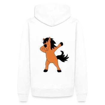 PFERD - PONY - DABBING - DAB - DABBEN - TIERISCH - Männer Premium Bio Hoodie - Weiß - Hinten - Nico (187cm)