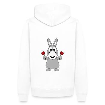 ESEL - BLUMEN - ROSEN - TIERISCH - VERLIEBT - Männer Premium Bio Hoodie - Weiß - Hinten - Nico (187cm)