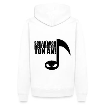SCHAU´MICH NICHT IN DIESEM TON AN! - NOTE - MUSIK - Männer Premium Bio Hoodie - Weiß - Hinten - Nico (187cm)