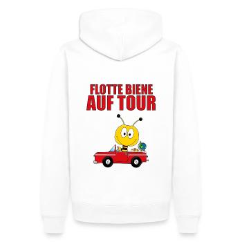 FLOTTE BIENE AUF TOUR - AUTO - REISE - URLAUB - Männer Premium Bio Hoodie - Weiß - Hinten - Nico (187cm)