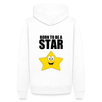BORN TO BE A STAR - STERN - KIND - BABY - Männer Premium Bio Hoodie - Weiß - Hinten - Nico (187cm)