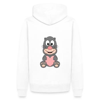 MAULWURF - LIEBE - LOVE - HERZ - LIEBE - TIER - Männer Premium Bio Hoodie - Weiß - Hinten - Nico (187cm)