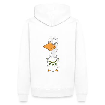 GANS - KLEEBLÄTTER - GLÜCKSBRINGER - TIERISCH - Männer Premium Bio Hoodie - Weiß - Hinten - Nico (187cm)