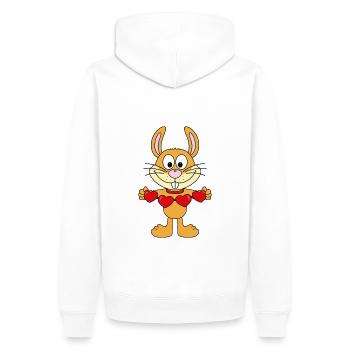 HASE - LIEBE - LOVE - HERZEN - TIER - TIERISCH - Männer Premium Bio Hoodie - Weiß - Hinten - Nico (187cm)