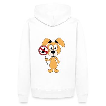KATZEN VERBOTEN - HUND - TIERE - TIERISCH - Männer Premium Bio Hoodie - Weiß - Hinten - Nico (187cm)