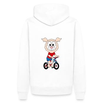 FAHRRAD - LAMA - ALPAKE - TIER - TIERISCH - Männer Premium Bio Hoodie - Weiß - Hinten - Nico (187cm)