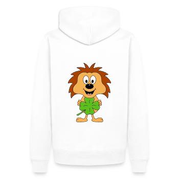 KLEEBLATT - GLÜCKSBRINGER - IGEL - TIER - Männer Premium Bio Hoodie - Weiß - Hinten - Nico (187cm)