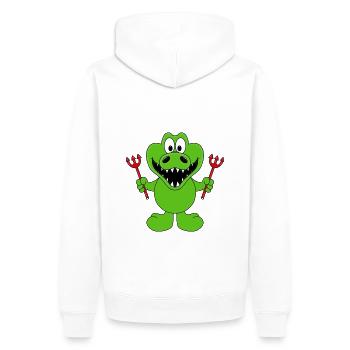 KROKODIL - TEUFEL - TIER - KIND - BABY - Männer Premium Bio Hoodie - Weiß - Hinten - Nico (187cm)