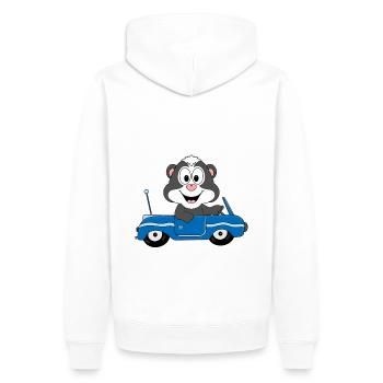 STINKTIER - AUTO - TIER - KIND - BABY - Männer Premium Bio Hoodie - Weiß - Hinten - Nico (187cm)