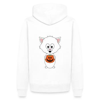 KATZE - KÜRBIS - HALLOWEEN - TIER - BABY - Männer Premium Bio Hoodie - Weiß - Hinten - Nico (187cm)