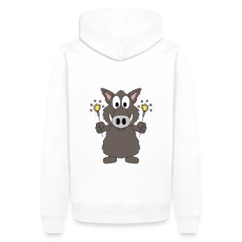 WILDSCHWEIN - EBER - KEILER - WUNDERKERZEN - Männer Premium Bio Hoodie - Weiß - Hinten - Nico (187cm)