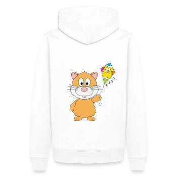 HAMSTER - DRACHE - KITE - DRACHENSTEIGEN - HERBST - Männer Premium Bio Hoodie - Weiß - Hinten - Nico (187cm)