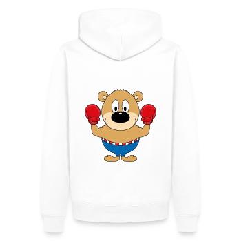TEDDY - BÄR - TEDDYBÄR - BOXER - BOXEN - SPORT - Männer Premium Bio Hoodie - Weiß - Hinten - Nico (187cm)