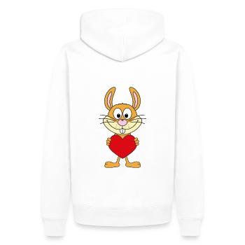 HASE - HERZ - LIEBE - LOVE - TIERISCH - VERLIEBT - Männer Premium Bio Hoodie - Weiß - Hinten - Nico (187cm)