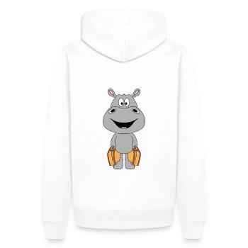 NILPFERD - KOFFER - REISE - URLAUB - AUSWANDERER - Männer Premium Bio Hoodie - Weiß - Hinten - Nico (187cm)