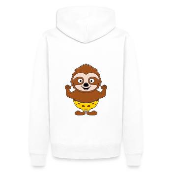 FAULTIER - FITNESS - BODYBUILDING - SPORT - TIER - Männer Premium Bio Hoodie - Weiß - Hinten - Nico (187cm)