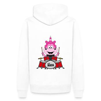 SCHLAGZEUG - EINHORN - MUSIK - TIER - KIND - BABY - Männer Premium Bio Hoodie - Weiß - Hinten - Nico (187cm)