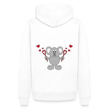 KOALA - LIEBE - LOVE - TIER - KIND - BABY - Männer Premium Bio Hoodie - Weiß - Hinten - Nico (187cm)