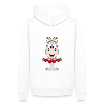 ZIEGE - LIEBE - LOVE - TIER - KIND - BABY - Männer Premium Bio Hoodie - Weiß - Hinten - Nico (187cm)