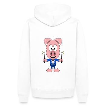 SCHWEIN - ZAUBERER - ZAUBERN - TIER - KIND - BABY - Männer Premium Bio Hoodie - Weiß - Hinten - Nico (187cm)