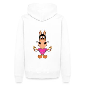 PFERD - FOHLEN - BABY - NACHWUCHS - MILCH - PONY - Männer Premium Bio Hoodie - Weiß - Hinten - Nico (187cm)