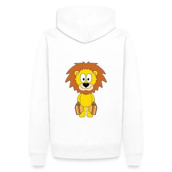 LÖWE - KOFFER - REISE - URLAUB - FERIEN - TIERISCH - Männer Premium Bio Hoodie - Weiß - Hinten - Nico (187cm)