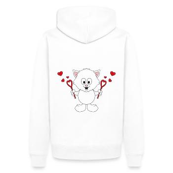 SEIFENBLASEN - KATZE - KATER - LIEBE - TIERISCH - Männer Premium Bio Hoodie - Weiß - Hinten - Nico (187cm)