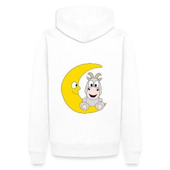 MOND - ZIEGE - TIER - KIND - BABY - TIERISCH - Männer Premium Bio Hoodie - Weiß - Hinten - Nico (187cm)