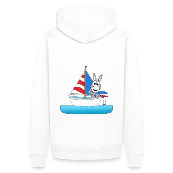 ESEL - SEGLER - SEGELN - WASSERSPORT - BABY - Männer Premium Bio Hoodie - Weiß - Hinten - Nico (187cm)