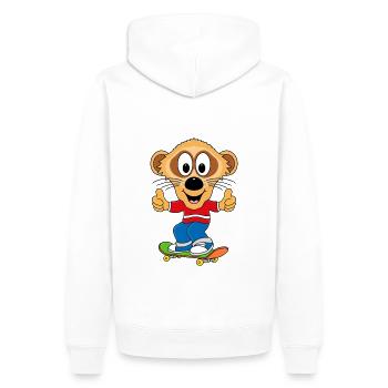 SKATEBOARD - ERDMÄNNCHEN - SPORT - KIND - BABY - Männer Premium Bio Hoodie - Weiß - Hinten - Nico (187cm)