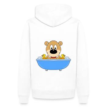 BADEWANNE - TEDDY - BÄR - TEDDYBÄR - Männer Premium Bio Hoodie - Weiß - Hinten - Nico (187cm)