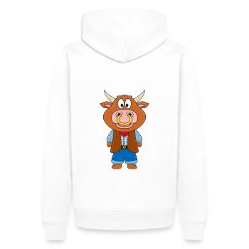BULL - KUH - RIND - BAUER - FARMER - COWBOY - Männer Premium Bio Hoodie - Weiß - Hinten - Nico (187cm)