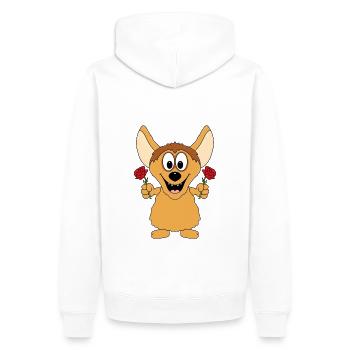 HYÄNE - ROSEN - BLUMEN - TIER - KIND - BABY - Männer Premium Bio Hoodie - Weiß - Hinten - Nico (187cm)