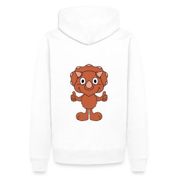 DINO - DINOSAURIER - KIND - BABY - Männer Premium Bio Hoodie - Weiß - Hinten - Nico (187cm)