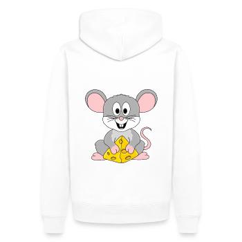 KÄSE - MAUS - TIER - KIND - BABY - Männer Premium Bio Hoodie - Weiß - Hinten - Nico (187cm)
