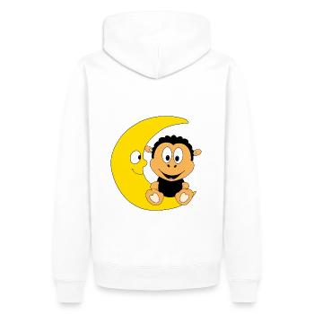 SCHWARZES SCHAF - MOND - TIER - KIND - BABY - Männer Premium Bio Hoodie - Weiß - Hinten - Nico (187cm)